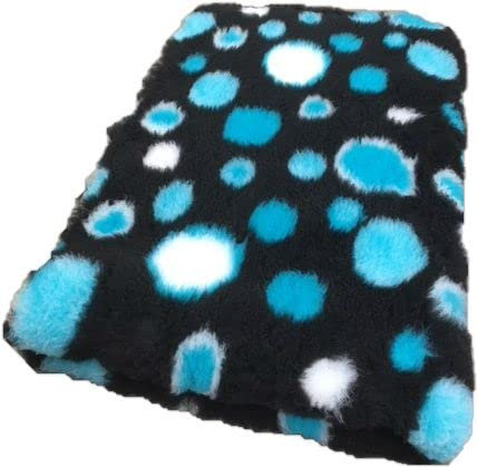 Veterinary Bed - Black - Circles Whie & Türkis - 150 x 100 cm Hundedecke Tierteppich Welpenzucht UK Made waschbar