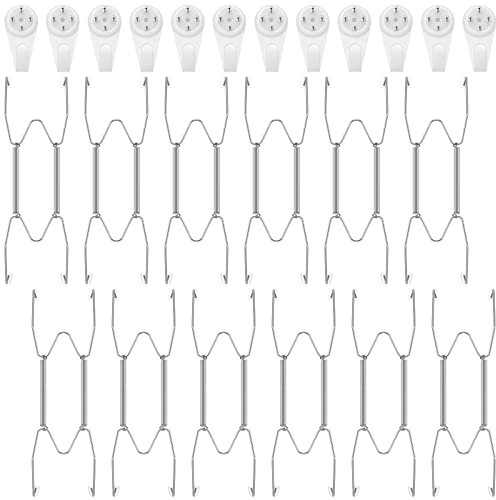 Hotop 12-Piece Wall Plate Hangers - Stainless Steel, Heavy Duty, Invisible, Holds 6-Inch Plates (Silver)