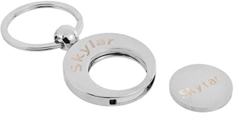 Personalised Engraved with Name or Initials Trolley Coin Silver Finish Keyring