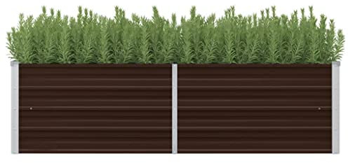 WIFESE Lit SuréLevé De Jardin Marron 160x40x45 Cm Acier Galvanisé Jardinieres Exterieur Jardiniere Bois Jardiniere Balcon Carré Potager Bacs ã Fleurs Rectangulaire