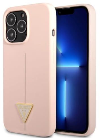 Guess GUHCP13XSLTGP Hülle für iPhone 13 Pro Max 6,7 Rosa hardcase Silicone Triangle