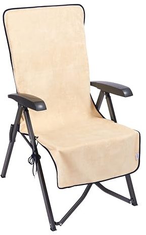 Sowel® Handtuch für Liegestuhl, Frottee Schonbezug, Bla Bla Lounger, 100% Baumwolle, 56 x 140 cm, Sand/Navy