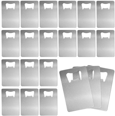 KEJJNYER 50 Pieces Credit Card Bottle Opener, Stainless Steel Beer Bottle Opener, Sliver Bottle Opener Card for Christmas Wedding Party DIY Favor