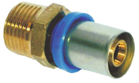 Manicotto pressare dritto maschio x multistrato ottone mm 16x1/2m (10 pezzi) Bampi