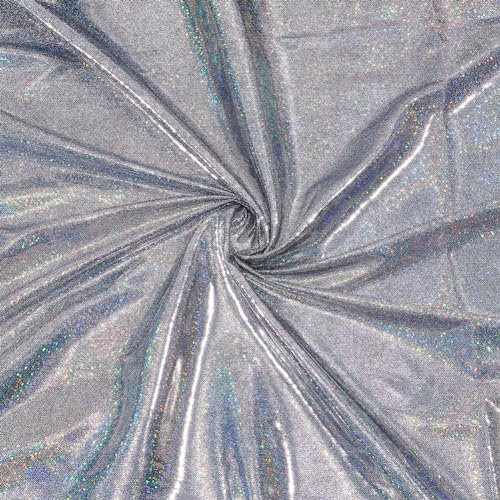 FINGERINSPIRE 2m Hologramm Stoff durch den Yard 1.5m breit zerbrochenes Glas Hologramm Stoff dunkelgrau glänzend holographischen Stoff Polyester schillernden Stoff für Nähen DIY Kleidung
