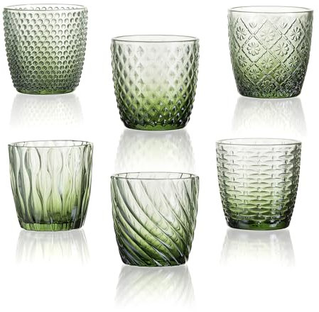 Teelichthalter Windlicht Teelichtgläser Deko Grün: Candeldo Tischdeko 6 Stück Grün Kerzengläser Windlicht Outdoor Vintage Kerzen Dekoration Tisch Weihnachten Adventskranz Deko Kerzenglas Teelichtglas