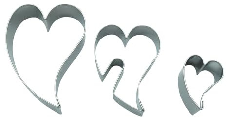 BekkiB - 3er-Set Ausstecher Herz - 2 Herz-Ausstechformen und 1 Form zum Backen von Tassenkeksen - Spülmaschinengeeignet aus Edelstahl - 88765