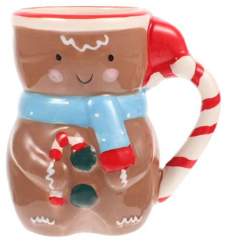Amosfun Schneemann-Tasse Lebkuchenmann-Förmige Tasse Keramik-Kaffeetasse Weihnachtliche Keramik-Kaffeetasse Für Tee Weihnachtsbecher Lustige Geschenke