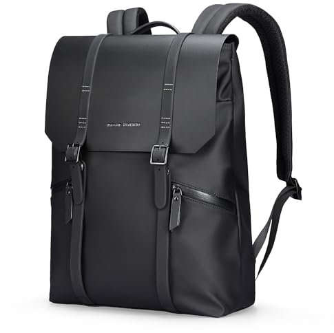 MARKETRON Rucksack Herren für 15,6“ Computer, Business Verhandlung Rucksack für schwarze formelle Kleidung, wasserdichtes PU-Leder