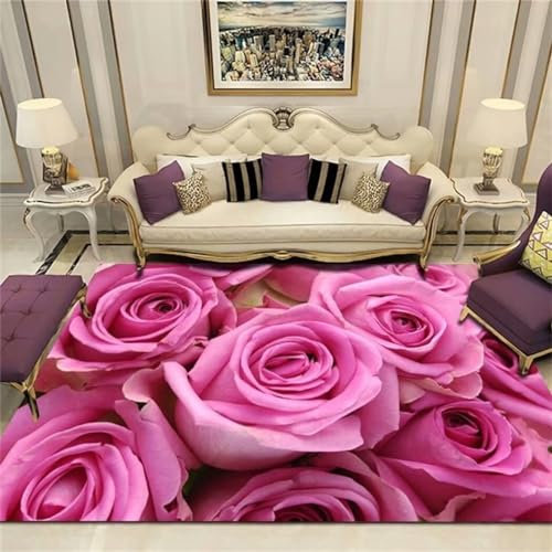 Tapis Et Moquettes Tapis De Damier Tapis Décoratif Lavable À Motif Imprimé en Trois Dimensions pour Chambre De Fille Et Salon 160X200Cm Rose Moquette Exterieur