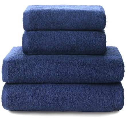 Top Towel - Plus - Toallas de baño grandes - Toallas baño - 2 toallas de mano o lavabo + 2 toallas de ducha - Algodon 100% - Marino