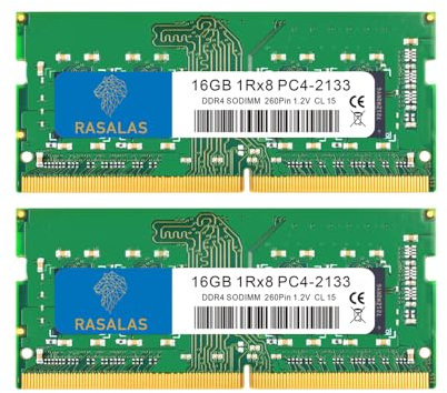 RASALAS 32GB Kit (2X 16 GB) DDR4 2133 MHz PC4-17000 Non-ECC ungepuffert 1,2 V CL15 1Rx8 PC4-2133P Sing 1 x 16 GB Laptop RAM Upgrade 16GB…