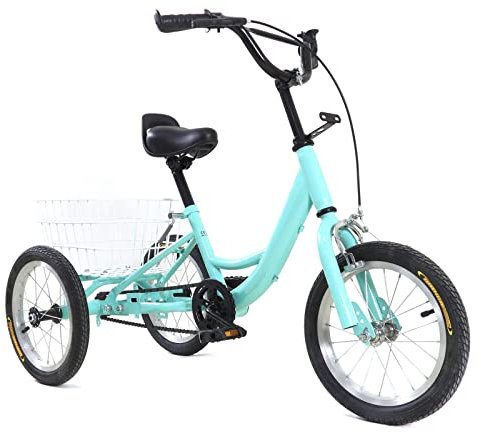 XUEMANSHOP 14 Zoll Dreirad für Kinder, Kinderdreirad 3 Räder Fahrrad mit Großem Korb, Kids Tricycle, Single-Speed-Dreirad, für 5-6 Jahre alt Jungen/Mädchen