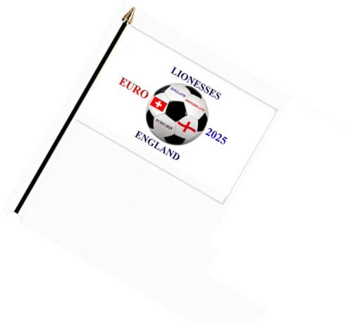 England Women's Football Lioness 6 x 4 Flag With Gold Base