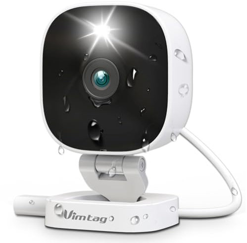 Vimtag Telecamera di sicurezza domestica, 3,5K/6MP Spotlight IP66 Telecamera esterna/interna per la sicurezza domestica, visione notturna a colori plug-in, rilevamento umano AI, archiviazione