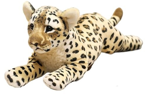TOPLITHE Simulation Tiger Kuscheltier, Lebensechte Ausgestopfte Wildtiere Leopard Löwe Plüschkissen Geschenke for Kinder Erwachsene Weihnachtszimmerdekoration(Leopard,39CM/15.3IN)
