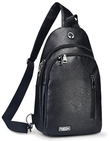 Fmeida Sling Bag Herren Crossbody Bag Backpack Wasserdicht Brusttasche Leichte Schultertasche Umhängetasche für Männer und Frauen zum Wandern Outdoor Sports Reise Schwarz