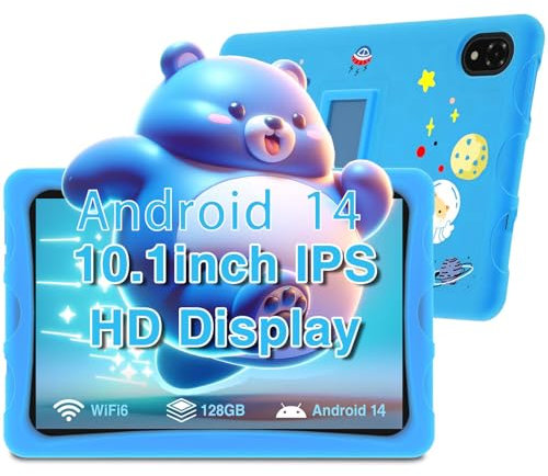 DOOGEE U10 Kid Tablette Enfants Android 14, Tablette 10.1 Pouces IPS HD, Tablettes Tactiles Quad Core 9 Go +128 Go(TF 1 to), Tablet Widevine L1 WiFi6, Matériau en Silicone Alimentaire