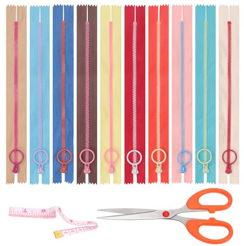 Swpeet 12P 15CM Resin Zipper Metal Ring Puller Colorful Sewing Pouch Bag DIY Sewing Craft Random Color (25cm),Spule Kunststoff Reißverschlüsse Nähen Reißverschlüsse für Schneider DIY