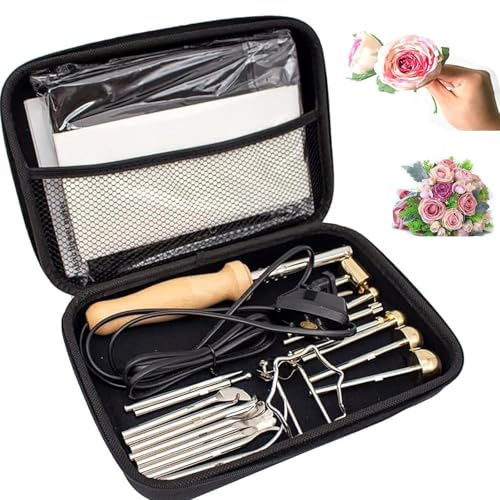 Fucxeoy Máquina De Planchar Flores Artificiales, Máquina Eléctrica para Hacer Flores De Tela con 18 Cabezas, Kit para Hacer Flores Falsas, Hacer Flores DIY, Temperatura Ajustable