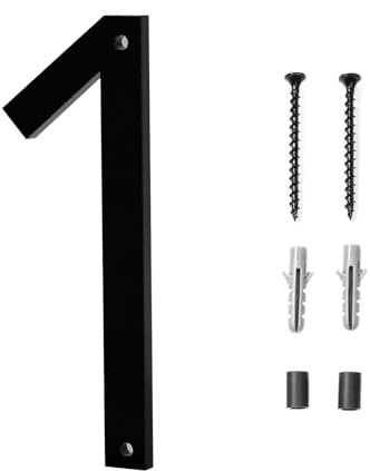 PacuM Modern House Numbers for Outside 6 Inches Black House Numbers Floating House Number Plaque Plastic Home Address Sign for Office Doors, Mailboxes, Garages (Matte Black, 1)