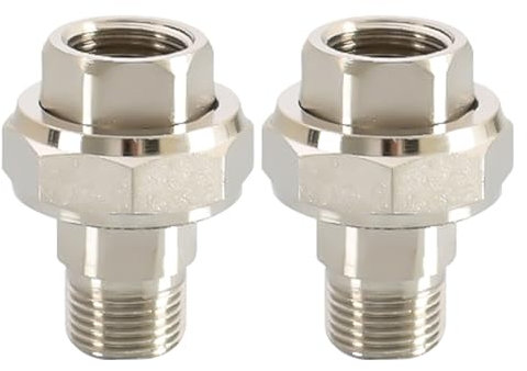 Editbar Lot de 2 raccords filetés 1/2 IG x AG - Filetage extérieur en laiton - Raccords filetés - Étanchéité conique