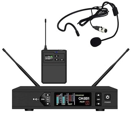 UHF Wireless Microphone System - Perfect for Speakers, Performers, Presentations - 10-Hour Battery Life, 490 ft Range | Unidirectional Headset Mic, Single Channel Rack Mount Receiver