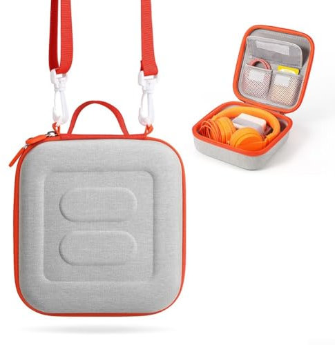 Storage Case for Yoto Mini Kids Audio Music Player, Hard Carrying Case for Wireless/Wired Headphones, Holder Bag for Children Speaker Plays Audiobook Cards Radio(Grey)