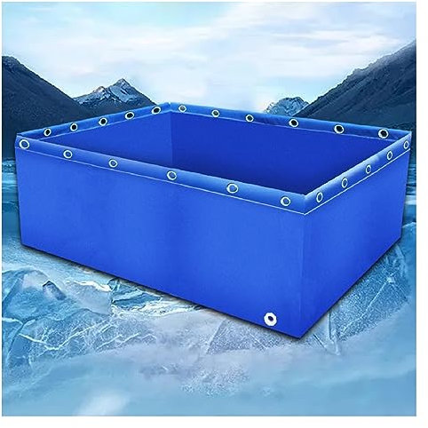 Piscina grande de lona de PVC azul con válvula de drenaje para tanque de retención temporal de 0,5 mm de grosor, lona de almacenamiento de agua para peces de agua salada, tortugas koi, ideal para