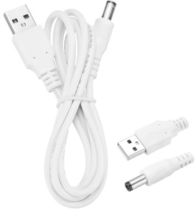 QUARKZMAN Câble d'alimentation USB vers DC 2A 5V Cordons d'alimentation DC 5.5mmx2.5mm Jack Connecteur de charge Adaptateur Pour Ventilateur Appareil photo Appareils (3.3ft, Blanc)