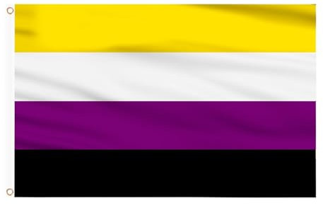 AhfuLife Nonbinary Flaggen 90 x 150 cm, 2 Stück Non Binary Flagge LGBTQ Flagge, The Gay Flag Non-binary Pride Flag Leuchtenden Farben mit Messing-Ösen für Pride Day Paraden LGBT Party Bar Dekoration