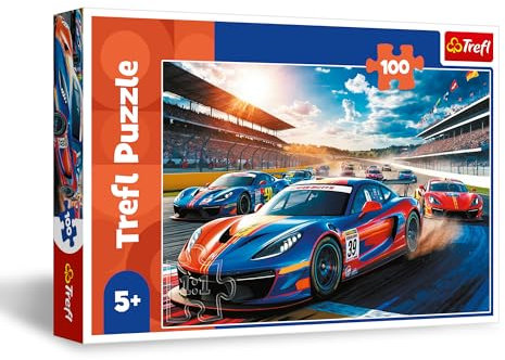 Trefl - Fast Racer - Puzzle 100 Teile - Puzzle mit Fahrzeugen, kreative Unterhaltung, Spaß für Kinder ab 5 Jahren