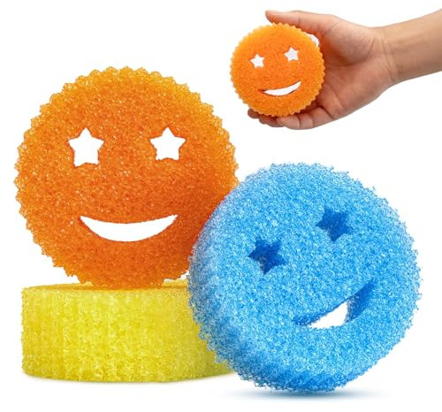 HELIME Scrub Sponges Dish Scrubber, Non-Scratch Multi-Functional Color Sponge, Temperature Controlled Cleaning Pads, Dishwasher Safe for Kitchen, Bathroom, Stain Odor Resistant BPA Free Polymer Foam