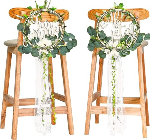 Stuhlschilder Stuhlgirlande für die Hochzeit Ab jetzt für immer Stuhlringe Hochzeit Stuhl Banner Schild Zeichen holz mit Efeublätter Hochzeitsschilder Verlobungsfeier Stuhl Deko