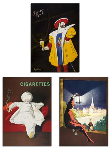 Artery8 Set of 3 Cappiello Vintage Adverts French Alcohol Wall Art Prints A3 Size Living Room Decor