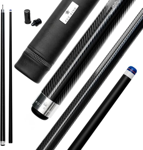 Cue-King Pro Series Billardqueue in Militärqualität, Carbon, 147,3 cm, 510 g, 2-teilig, mit 12,5 mm Premium-Spitze, mit glänzendem freiliegendem Carbon, professioneller Pool-Queue