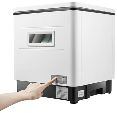 HuKaiL Spülmaschine, Geschirrspüler Tischgeschirrspüler 70 °C mit 4 Waschmodi und 12L Wassertank, 50 Min Waschen + Desinfizieren + Aufbewahren, Dishwasher Oben zu öffnendes