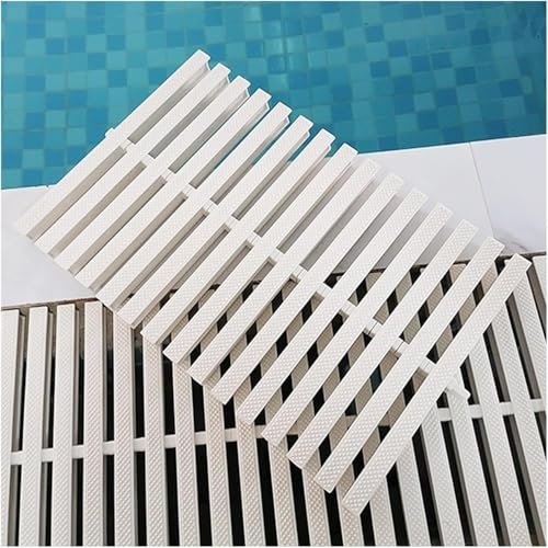 IPAGSEFWE Caillebotis en plastique pour piscine, Grille de drainage et débordement à trois trous en ABS for piscine, blanche, plusieurs tailles(25x100cm)