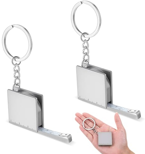 2 Stück Mini Maßband Schlüsselanhänger Metall 47 Zoll/1,2 M Massband Silber | Maßbänder Mini Einziehbar Zentimetermaßband Metrische Skalen Maßbänder Schlüsselanhänger für Bau Partygeschenke Preistasche