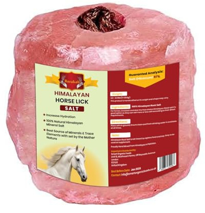 Barakah Himalayan Animal Horse Lick Natural Pink Salt, Natural Rock Salt with Hanging Rope, Suitable for All Animals, 1–1.5kg | Product from Pakistan