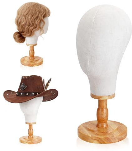 Testina per parrucca stabile da 54 cm, per trucchi e cappelli, per la presentazione di cappelli e cappelli, stabile, testa decorativa, per cappelli, casa, salone, barbiere