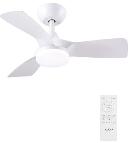 CJOY Deckenventilator mit Beleuchtung und Fernbedienung Leise, 81cm Deckenventilatoren Dimmbar 3000K-6500K, 6 Geschwindigkeiten, Zeitschaltuhr Für Schlafzimmer/Wohnzimmer