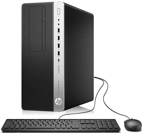 HP EliteDesk 800 G4 Mini Tower Desktop Computer PC, Intel Core i5-8500, 8GB RAM, 256GB SSD, WiFi, Bluetooth, US QWERTY Tastatur, Windows 11 Pro (Generalüberholt)