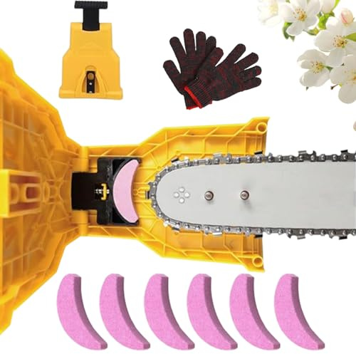 Affuteur Chaine Tronçonneuse,Affuteuse De Chaine Tronconneuse,Avec 6 Pierres, Précision Instantanée Pour Une Coupe Efficace (A)