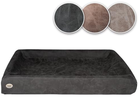 SABRO KUDDE Orthopädisches Hundebett – Martin Rütter – Hochwertige Wildlederoptik – Waschbar & Wasserabweisend – Ergonomisch – Premium Haustierzubehör für Kleine Hunde in Dark Grey