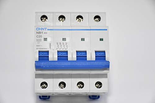 Elettrolucestore - chint interruttore magnetotermico nb1-63 4p quadripolare 4 moduli posti 20a 6ka curva c 51408 180399