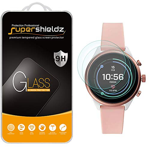 Supershieldz Lot de 3 films protecteurs d'écran en verre trempé pour montre intelligente Fossil Sport 41 mm (Gen 4) anti-rayures, sans bulles, remplacement à vie