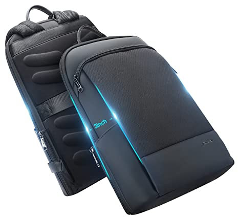 BOPAI Mochila Pase de Hombres y Mujeres Impermeable Mochila para Portátil Ligera Súper Delgada de 15 Pulgadas Hombres Mochila Antirrobo Ultraligera Mochila de Daypacks Negocios, Negro