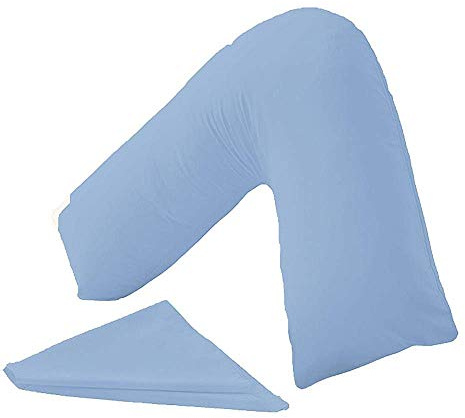 CnA Stores Orthopaedic V-Shaped Pillow Extra Cushioning Support For Head, Neck & Back (Sky Blue, V-pillow With Cover)