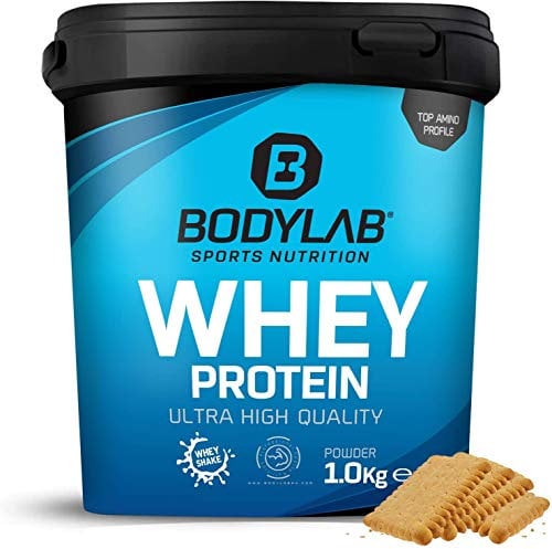 Bodylab24 Whey Protein Powder Biscuit au beurre 1kg, pour des muscles plus forts, protéine de lactosérum peut favoriser la construction musculaire, avec 80% de protéines, sans aspartame